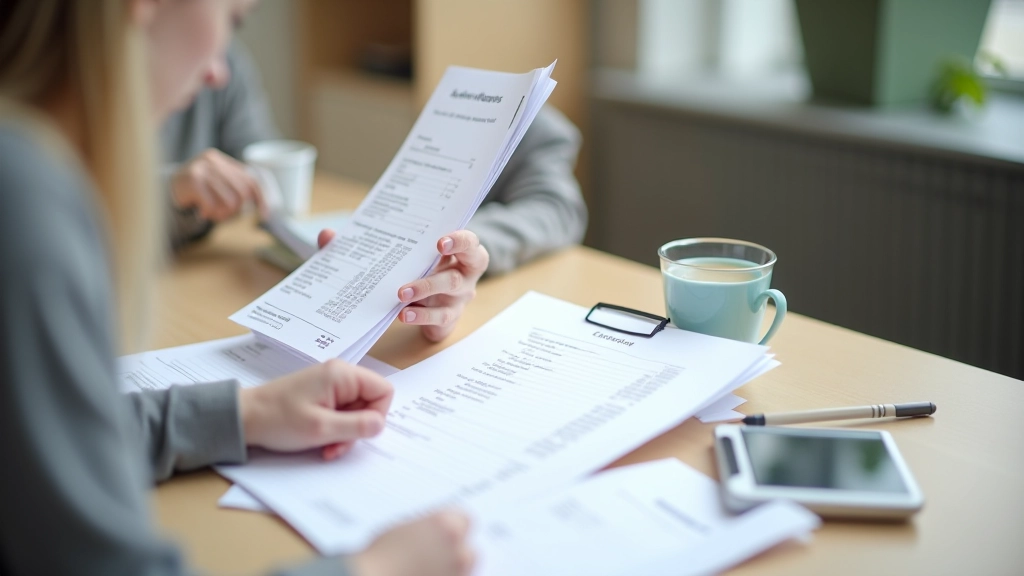 Person reviewing financial documents and expense reports